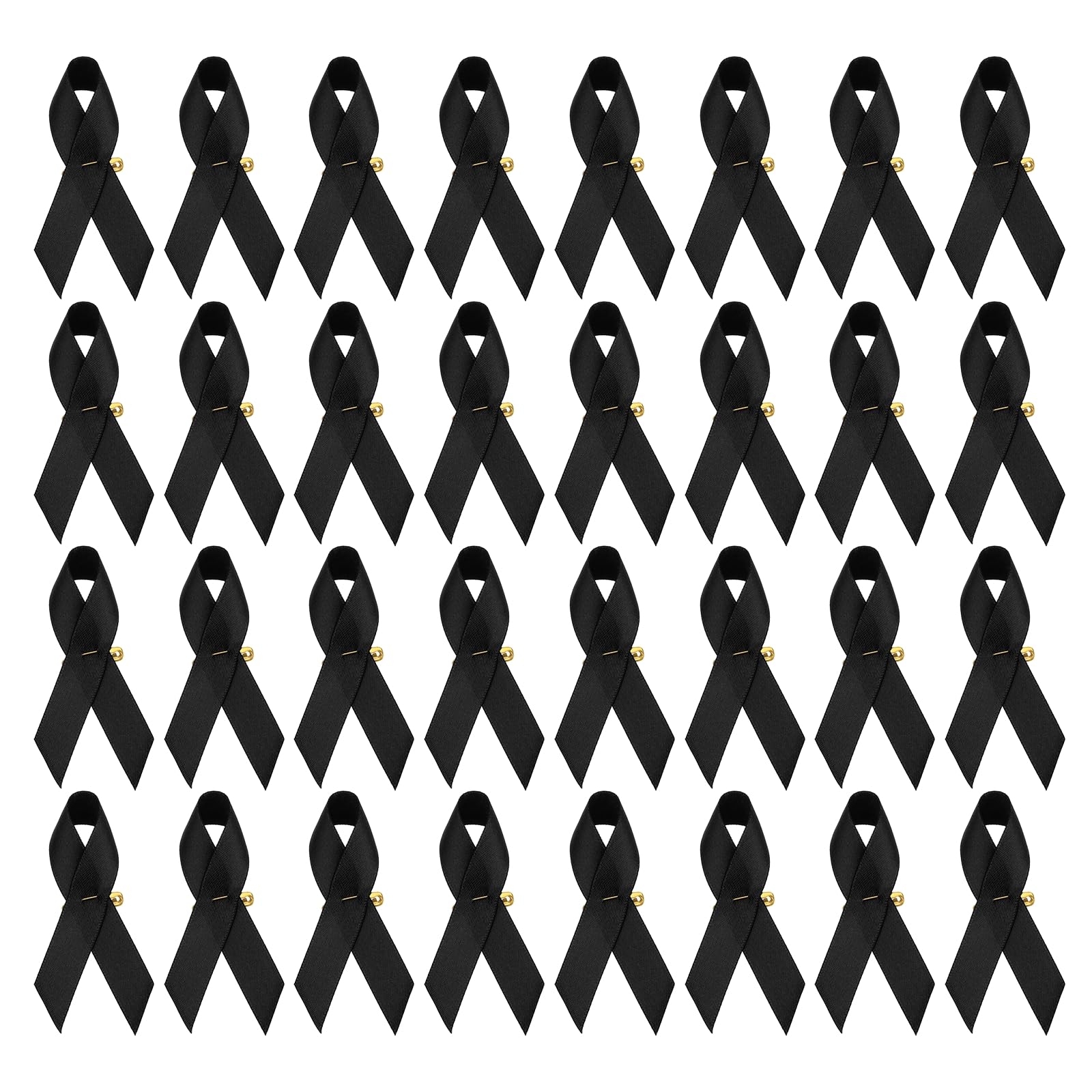 PATIKIL Awareness Satin Ribbon, 200 Pcs Ribbon Satin with Safety Pins for International Day, Black