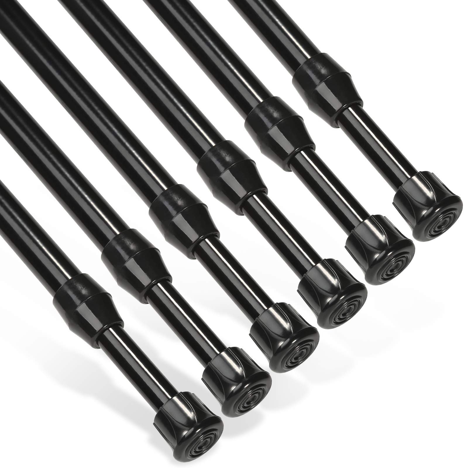 6Pcs Tension Rod, Goowin 70-120cm Tension Rods for Windows, No Drilling Rustproof Spring Adjustable Tension Curtain Rod for Doors, Windows, Wardrobe Bars, Drying Support Rods (Black) — image 1