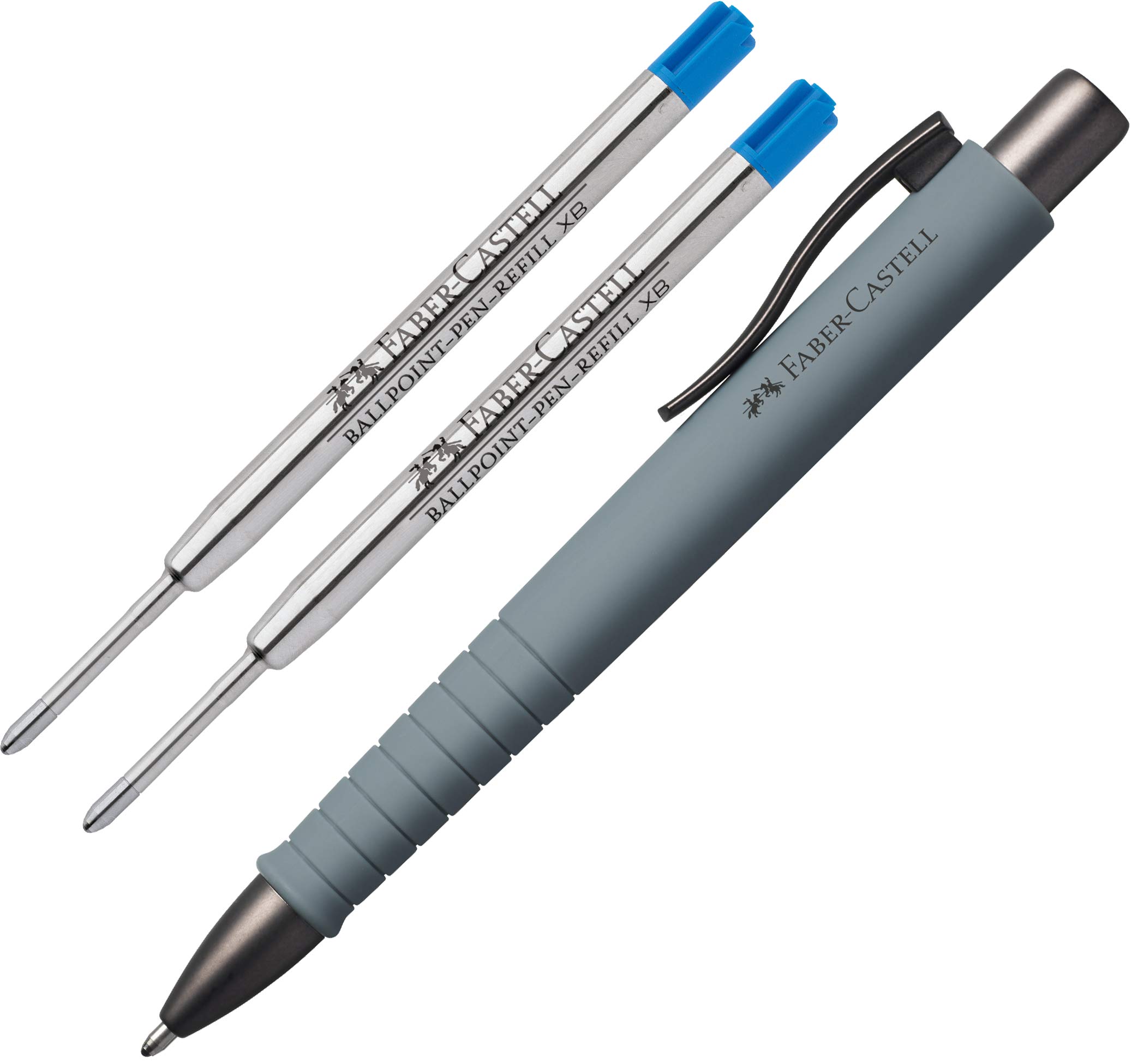Faber-Castell Poly Ball Ballpoint Pen, XB, Includes Stone Grey Lead and 2 Blue XB Leads