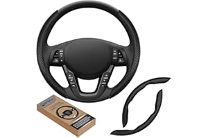 GSPSCN Universal Car Carbon Fiber Steering Wheel Cover Anti-Skid,Butterfly Steering Wheel Cover,Non-Slip Segmented Steering Wheel Protector,Fit for 99% Cars,Car Interior Accessories (Black)