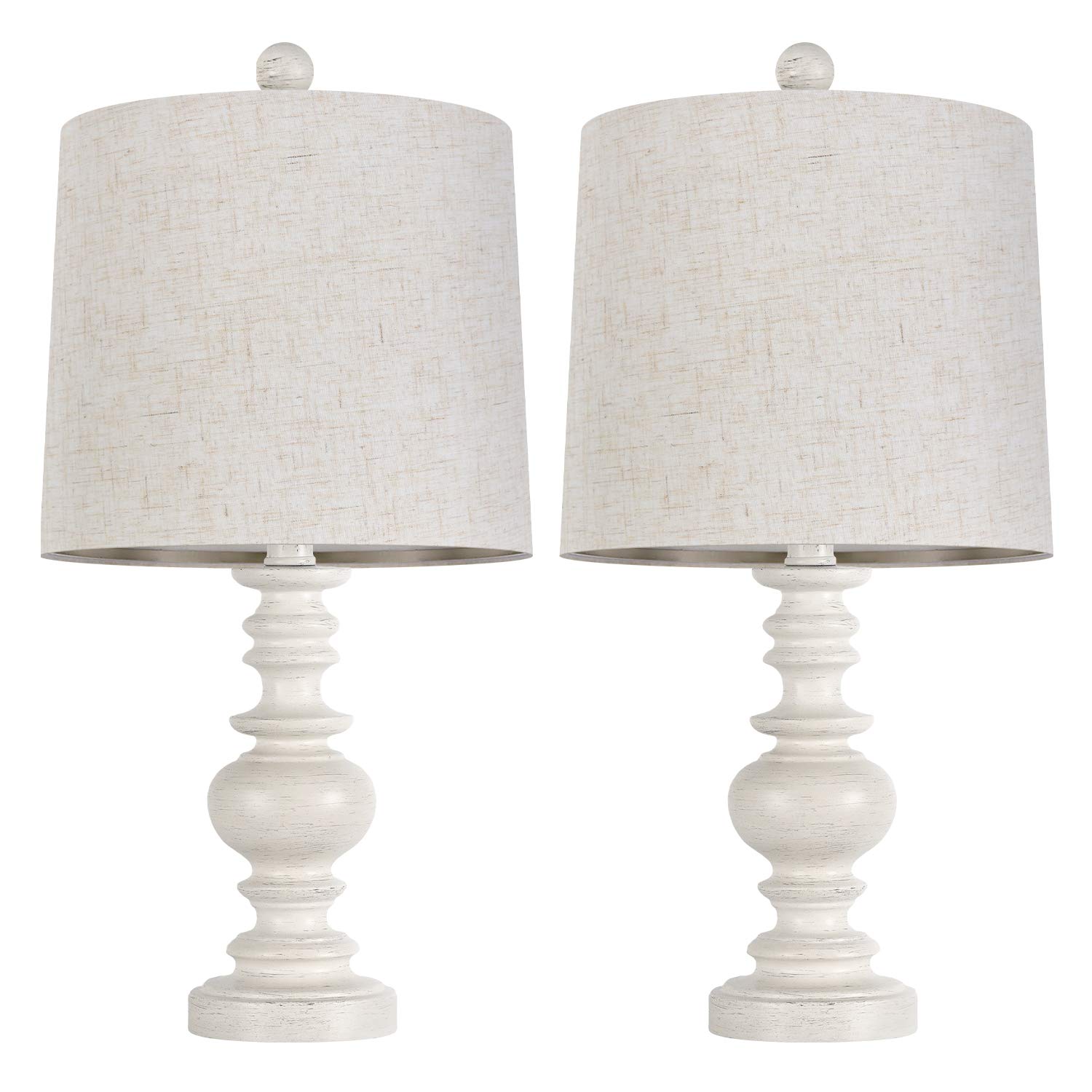 BOBOMOMO Tradition 20.5“ Table Lamp Set of 2 for Living Room Bedside Desk Lamps Nightstand Vintage Lamps Linen Washed
