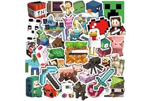 50Pcs Mine Stickers, Cool Pixel Art Gaming Decals for Laptops Water Bottles Gaming Gear Guitar Bumper Cars Skateboard, Waterp