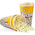 Novelty Place Retro Style Plastic Popcorn Containers for Movie Night - 7" Tall x 4.5" Top Diameter (3 Pack)