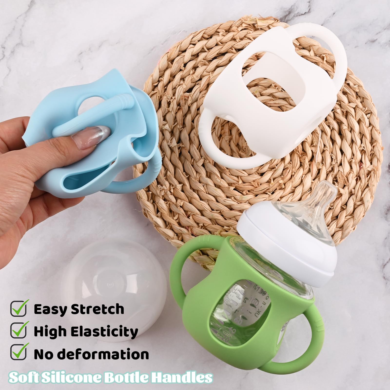 3 Pack Silicone Sleeves for Avent Natural Glass Baby Bottles, Anti Breakage Baby Bottle Holder with Handles, Compatible Philips Avent Glass Natural Baby Bottle 4 oz