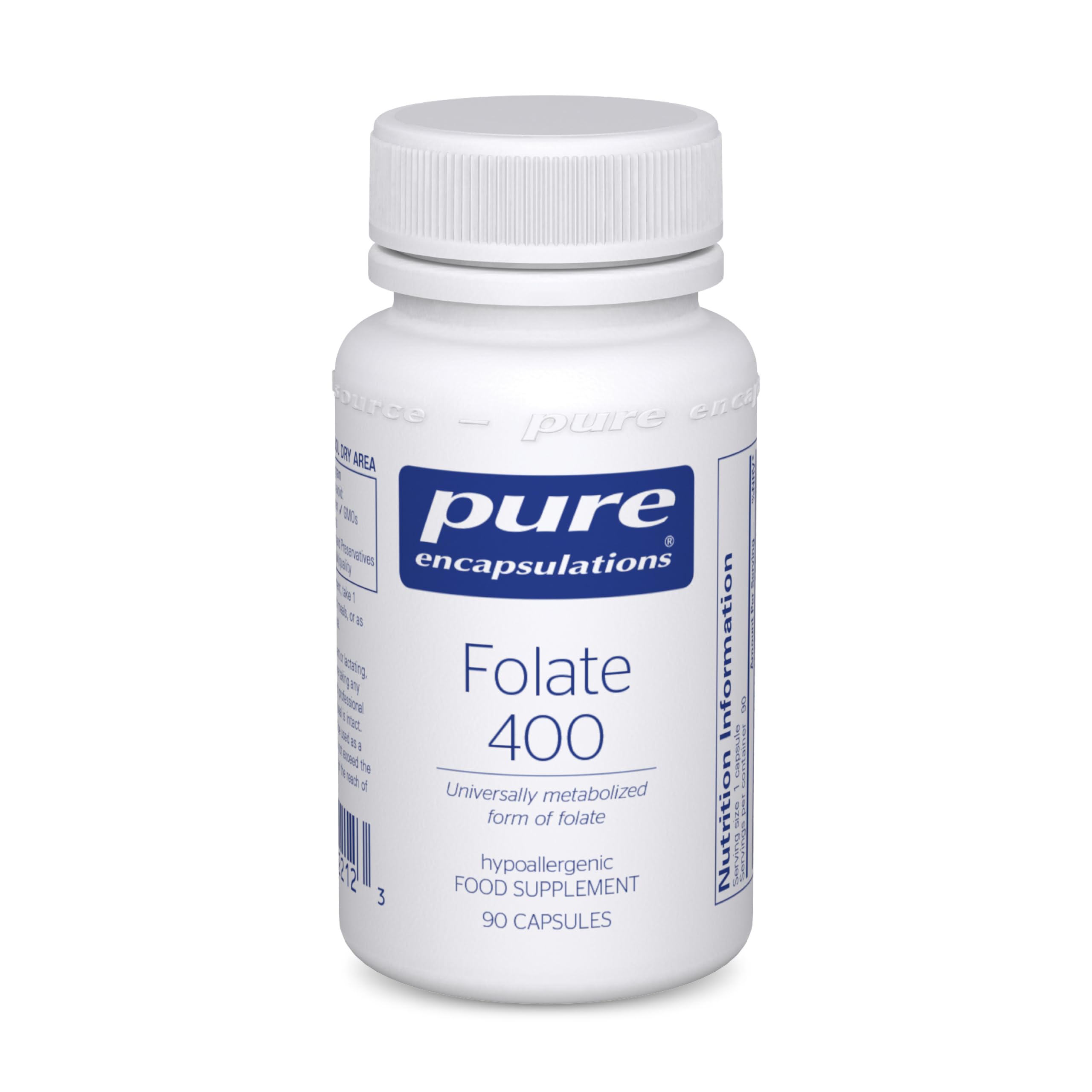 Pure Encapsulations Folate 400 - Folate, Folic Acid, Fertility - 90 Capsules