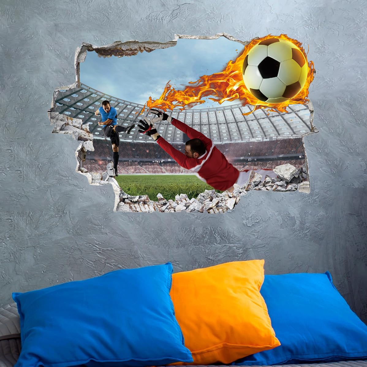 ANHUIB 3D Football Wall Stickers for Boys - Soccer Art for Teenage Bedrooms and Nurseries — image 1