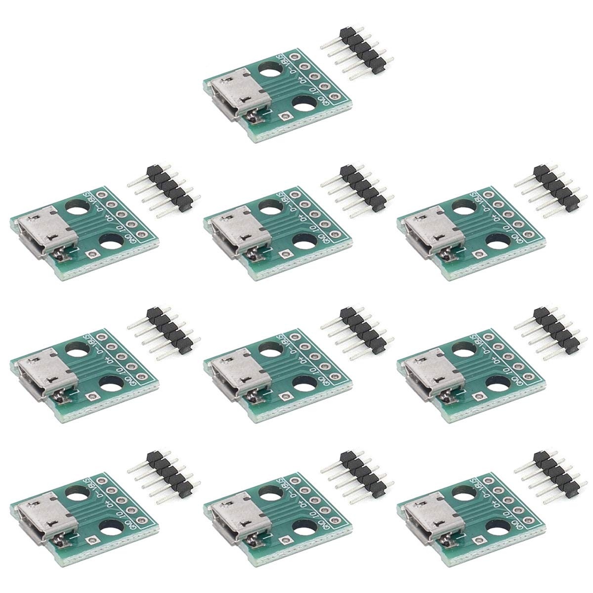 YOUMILE 10Pcs DIY Male Connector/MINI MICRO USB to DIP Adapter 2.54mm 5pin Female Connector B Type USB2.0 Female PCB Converter USB 3.0