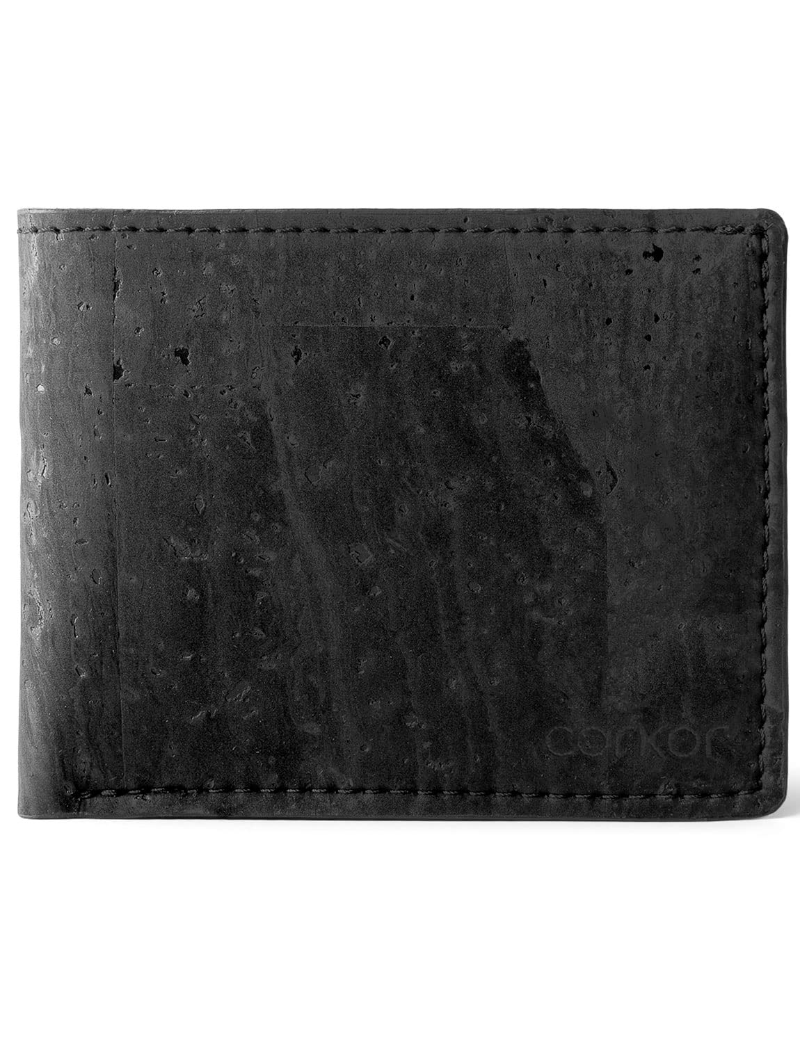 Corkor Cork Wallet for Men Bifold Slim Front Pocket Minimalist Vegan Leather, Black, S