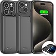 JCK 7000mAh Battery Case for iPhone 15 Pro Max iPhone 15 Plus Ultra Slim Battery Charging Case Rechargeable Anti Fall Protection Charger Cover 6.7'', Support Apple Pay, CarPlay, BX12(Black)