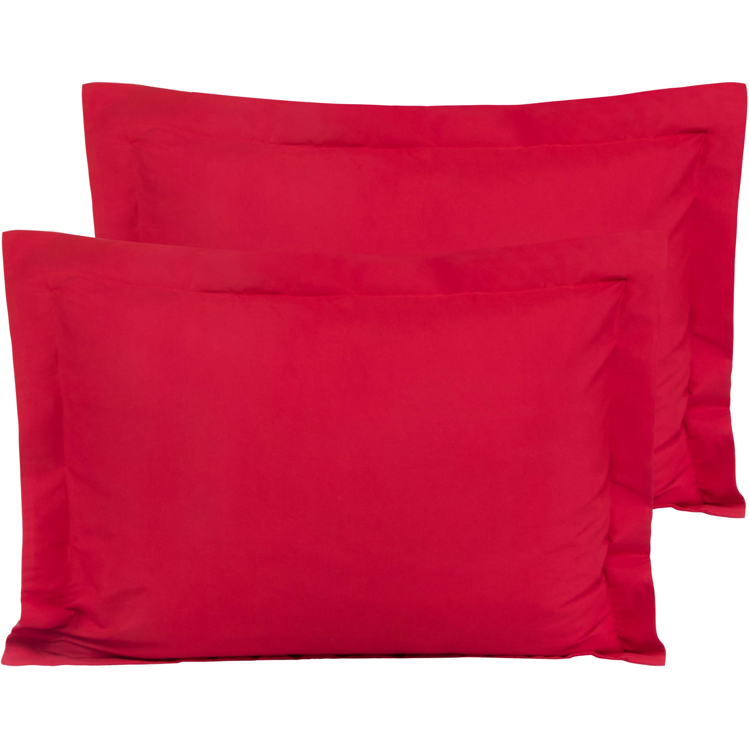 FLXXIE 2 Pack 100% Brushed Microfiber 1800 Oxford Pillowcases, Stain Fade and Wrinkle Resistant, Soft and Cozy Standard Oxford Pillow Cases | Hotel Quality Pillow Shams, Red, 50x75 cm