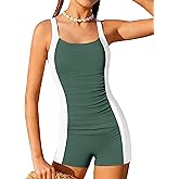 TyeSmo Girls Swimsuit One Piece Swimsuits Color Block Bathing Suit for Teens Ruched Swimwear with Padded 9-16Y