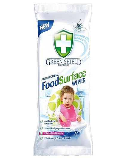 Greenshield Anti Bacterial Food Surface Wipes - Pack of 50