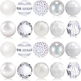 Ferreve 20 Pcs Chunky Bubblegum Beads 20mm Focal Pen Large Rhinestone Pearl Beads for DIY Beadable Pen School Jewelry Making Keychain Craft Making(White)