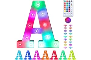 ADORN LIFE Colorful Light up Letters Led Marquee Letter Lights with Remote 18 Colors Letters with Lights for Wedding Birthday Party Lamp Christmas Home Bar Decoration - Diamond Design Battery Powered - A