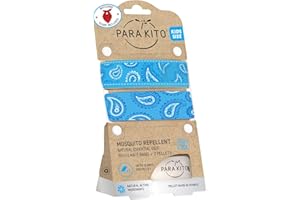 PARAKITO PARA'KITO Mosquito Repellent Bundle - Kids Insect Protection Bracelet + Bandana | Waterproof & DEET-Free Bug Spray Alternative for Hiking, Camping Accessories, Summer Vacation Essentials (Blue)
