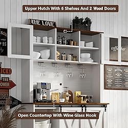 4ever2buy Farmhouse Coffee Bar Cabinet with Sliding