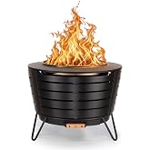 TIKI Patio 25-Inch Smokeless Outdoor Wood Burning Fire Pit with Cover | 25-in. patio fire pit, fits 4&ndash;6, 4-ft heat radius, burns wood or TIKI Wood Packs, ash pan, stand and cover included