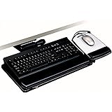 3M Keyboard Tray with Adjustable Keyboard and Mouse Platforms, Just Lift to Adjust Height and Tilt, Swivels and Stores Under Desk, Gel Wrist Rest and Precise Mouse Pad, 23" Track, Black (AKT150LE)