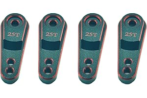 ZHUOYUEFSC 4Pcs Aluminum Servo Horn 25T Steering Arm Upgrades Standard Servo Motors Compatible for Traxxas TRX4 Axial SCX10 Tamiya 1/10 RC Crawler Truck(Black Red)