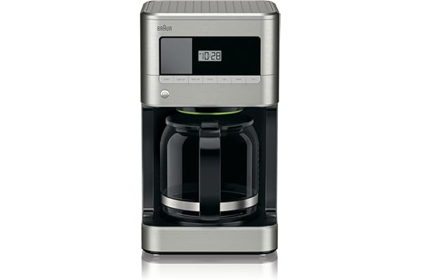 Braun KF7070 BrewSense Drip Glass Coffeemaker, 12 Cup, Stainless Steel