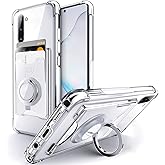 Shields Up for Samsung Galaxy Note 10 Case, Minimalist Wallet Case with Card Holder [3 Cards] & Ring Stand, [Drop Protection] Slim Protective Cover for Samsung Note 10 5G - Clear