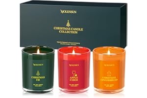 MOLENSUN Christmas Candles Gift Set, 3 Pack Total 30oz Soy Scented Candles – Christmas Fir, Gingerbread & Apple Cider – Luxury Gift Box, Holiday & Birthday Gifts for Women & Men, Non-Toxic Clean Burn