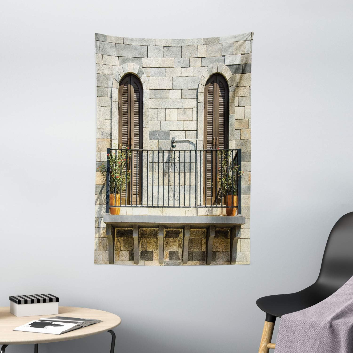 Amazon Com Ambesonne Rustic Tapestry Old Door On Botany Downtown