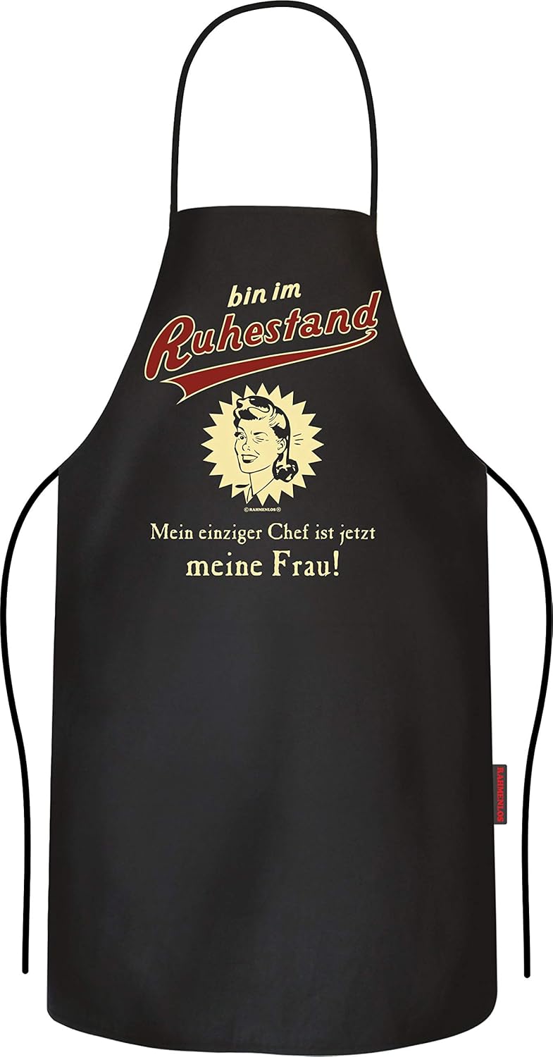 RAHMENLOS Grillschürze Ruhestand, einziger Chef, ist jetzt meine Frau