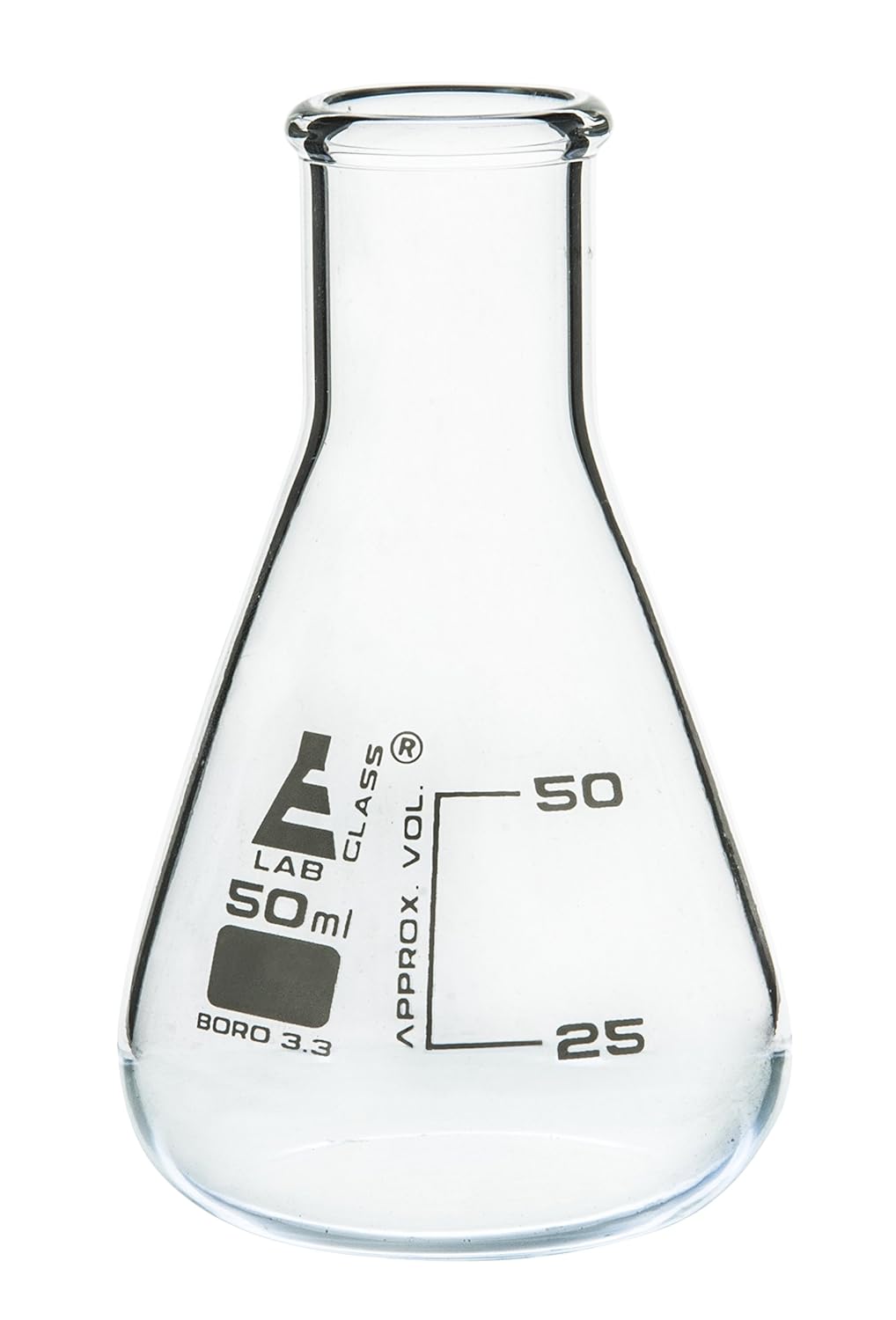 Erlenmeyer Flask 50ml Borosilicate Glass Narrow Neck Conical Shape White Graduations Eisco Labs Amazon Com Industrial Scientific