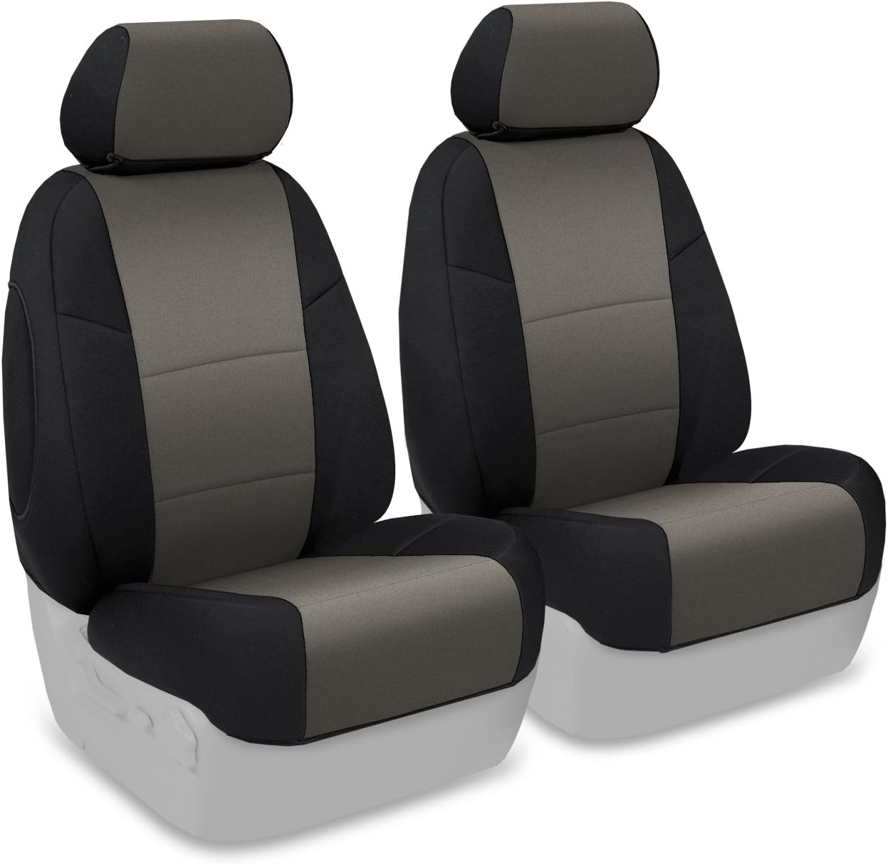 Coverking Custom Fit Front 50/50 Bucket Seat Cover for Select Subaru Forester Models - Neosupreme (Charcoal with Black Sides)