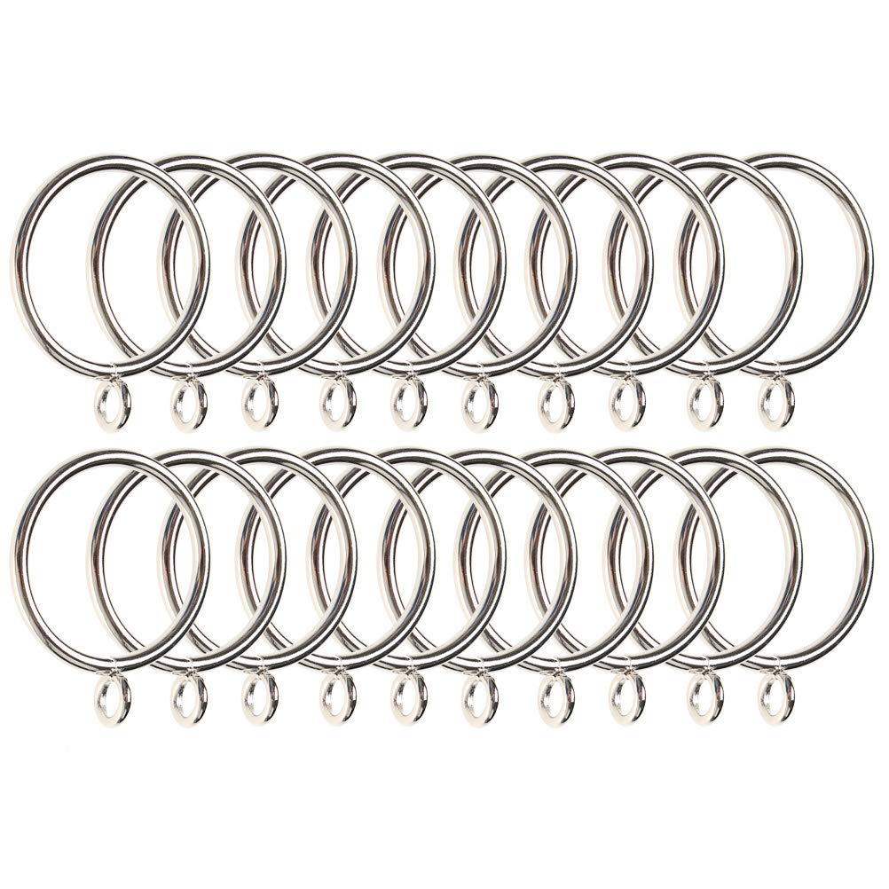 borte 40pcs Curtains Rings, 38mm Metal Curtain Drapery Pole Rod Voile Net with Fixed Eye, Silver