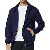 Men's Fleece Full Zip Up Sweatshirt Casual Lightweight Long Sleeve Mock Neck Jackets with Pocket