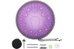 Musfunny Steel Tongue Drum 15 Notes: 12 Inch Steel Drums D Major with Drumsticks Bag Finger Cover - Handpan for Kid Adults Mu