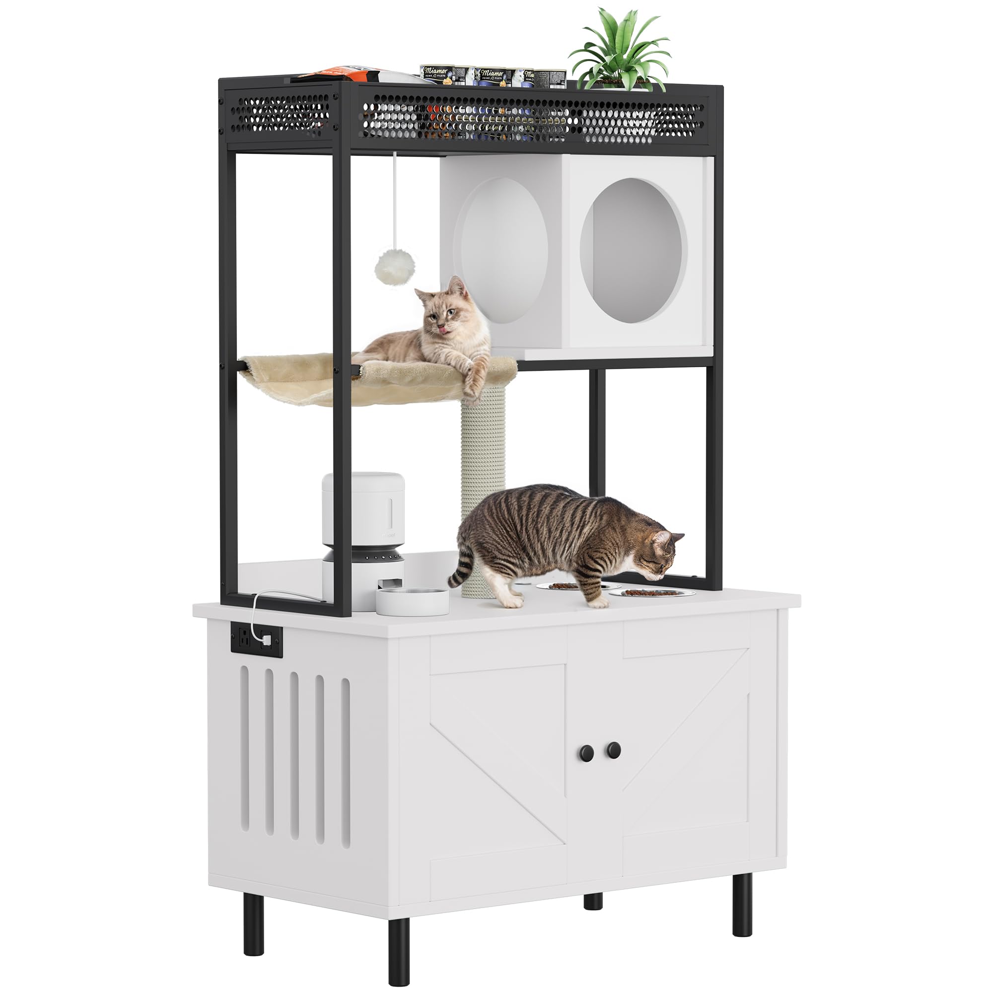 YITAHOME Cat Litter Box Enclosure with Shelves and Charging Station ...