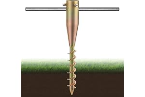 FACTIONGARDEN Beach Umbrella Anchor, 17 Inches Heavy Duty Metal No Dig Ground Anchor Post Umbrella Holder Ground Screw Anchors