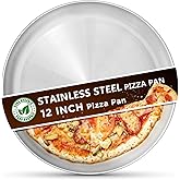 Kevenal Stainless Steel Pizza Pans 12 inch, Pizza-Pan for Oven, Steel Pizza Tray, Round Pizza Plate Set of 1