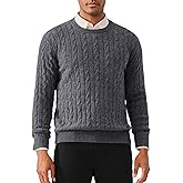 KVSS Men's Cable Knit Crewneck 100% Pure Cashmere Sweater, Pullover Cashmere Sweaters for Mens | Luxury from Inner Mongolia