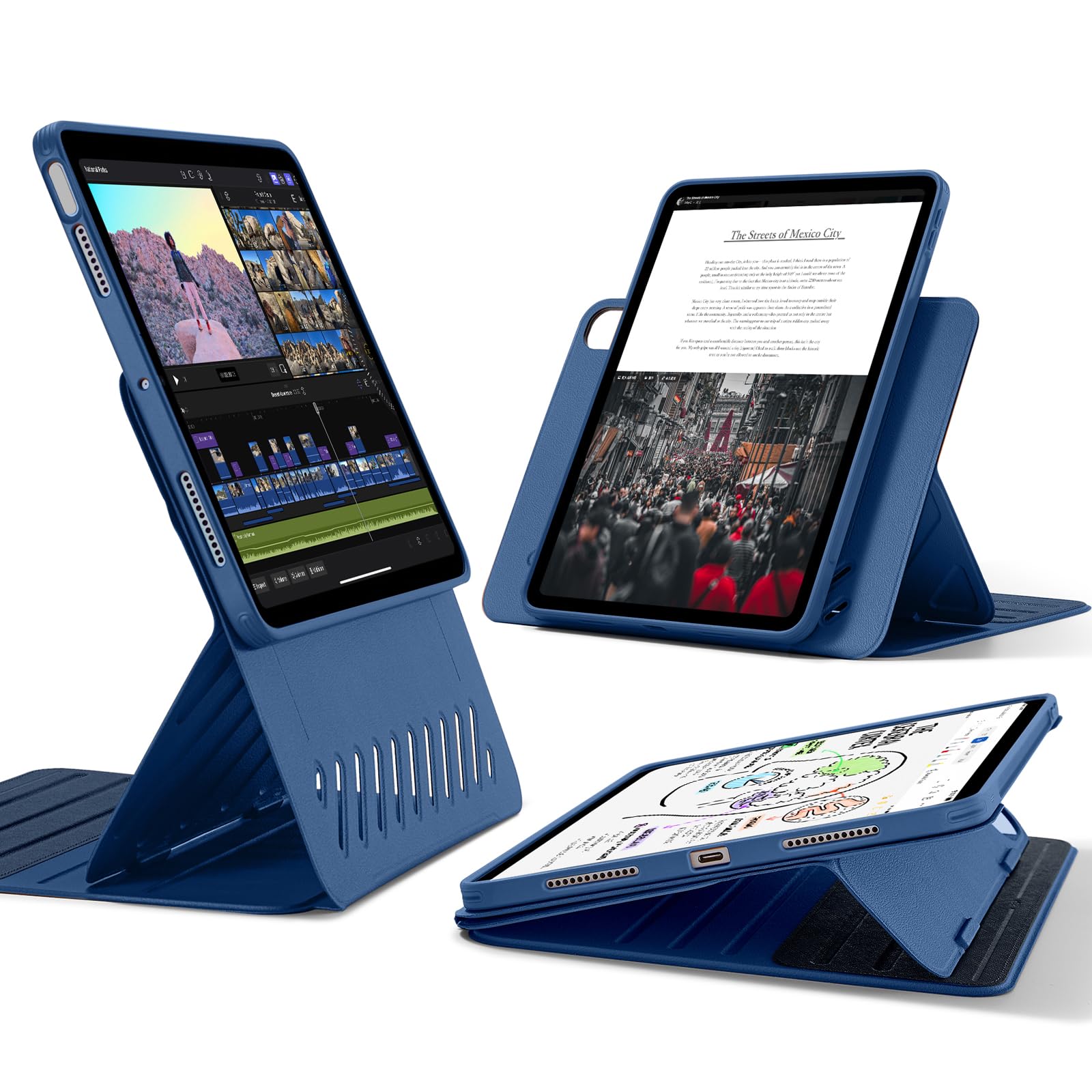 Photo 1 of ESR for iPad Air 13 Inch Case (2025/2024) M3/M2, Removable Magnetic Cover, Adjustable Portrait/Landscape Stand with Raised Screen View, 9 Standing Angles, Shift Series, Blue