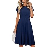 HOMEYEE Women's Vintage Short Sleeve Floral Casual Aline Midi Dress EA102