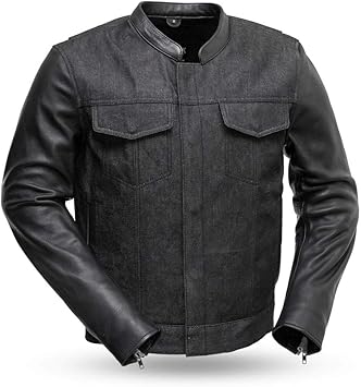 denim and leather motorcycle jacket