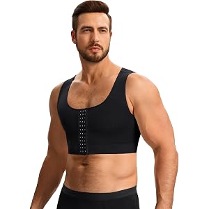 TAILONG Men's Gynecomastia Compression Shirt - Chest Binder Tank Top for Man Boobs, Double Layer Chest Vest Undershirt