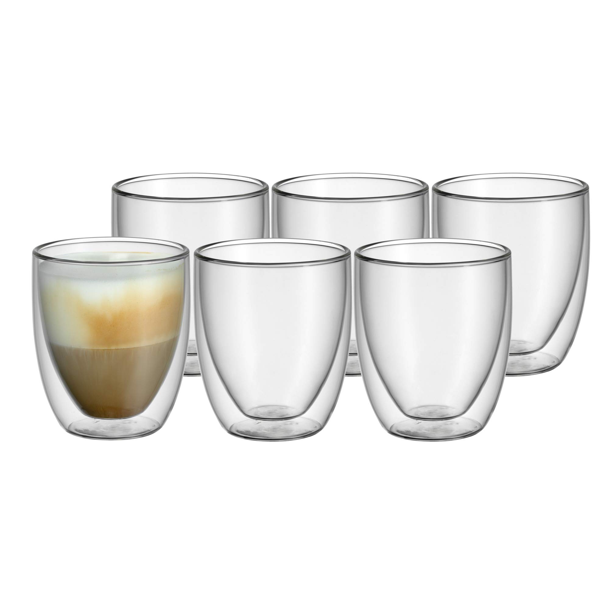 WMF Kult Double-Walled Cappuccino Glasses Set of 6 Double-Walled Glasses 250 ml Floating Effect Thermal Glasses Heat Resistant Tea Glass Coffee Glass