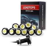 LEADTOPS 10Pcs 18mm 12V Eagle Eye LED Car Fog DRL Daytime Running Light Backup Reverse Tail Rock Lights Small bulb (White, Black Case)