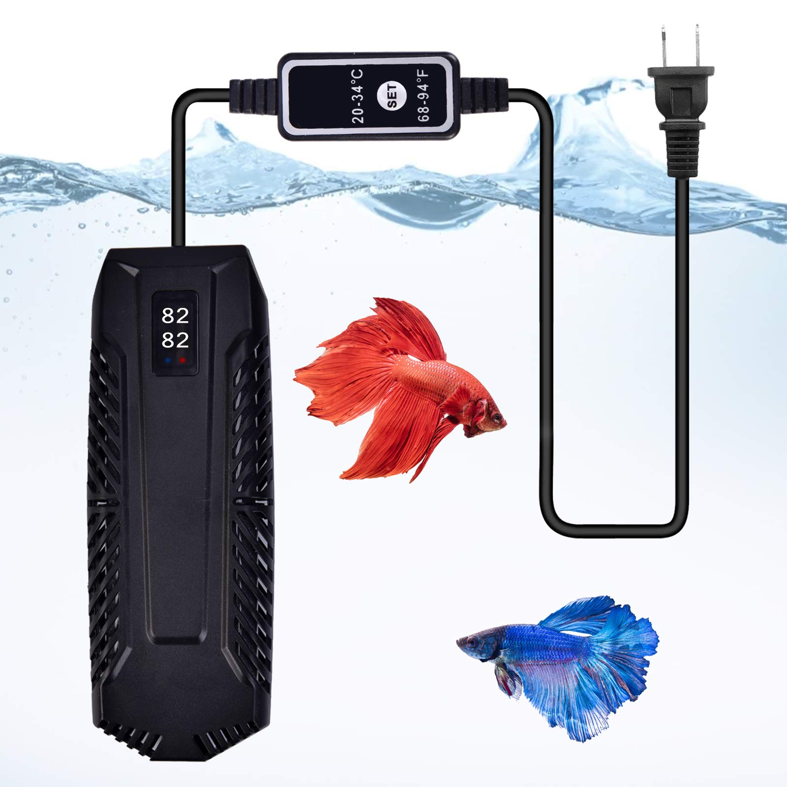 Aquarium Heater with External Temperature Controller and LED Temperature Display for Marine and Fres