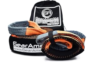 GA GEARAMERICA GearAmerica Tree Saver Tow Bundle - 3" x 8' Strap & 3" x 20' Recovery Rope - 35,053 lbs (17.5 US Tons) Offroad, Weather Resistant, Triple Reinforced Loops - ATV Accessories - Tow Strap