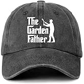 GOSJINNK Funny Gardening Hat The Garden Father Cotton Adjustable Baseball Cap Men's Pure Printed Distressed Washed Black Baseball Hat Trendy Gardening Gift for Dad Grandpa Friend Neighbor Gardener