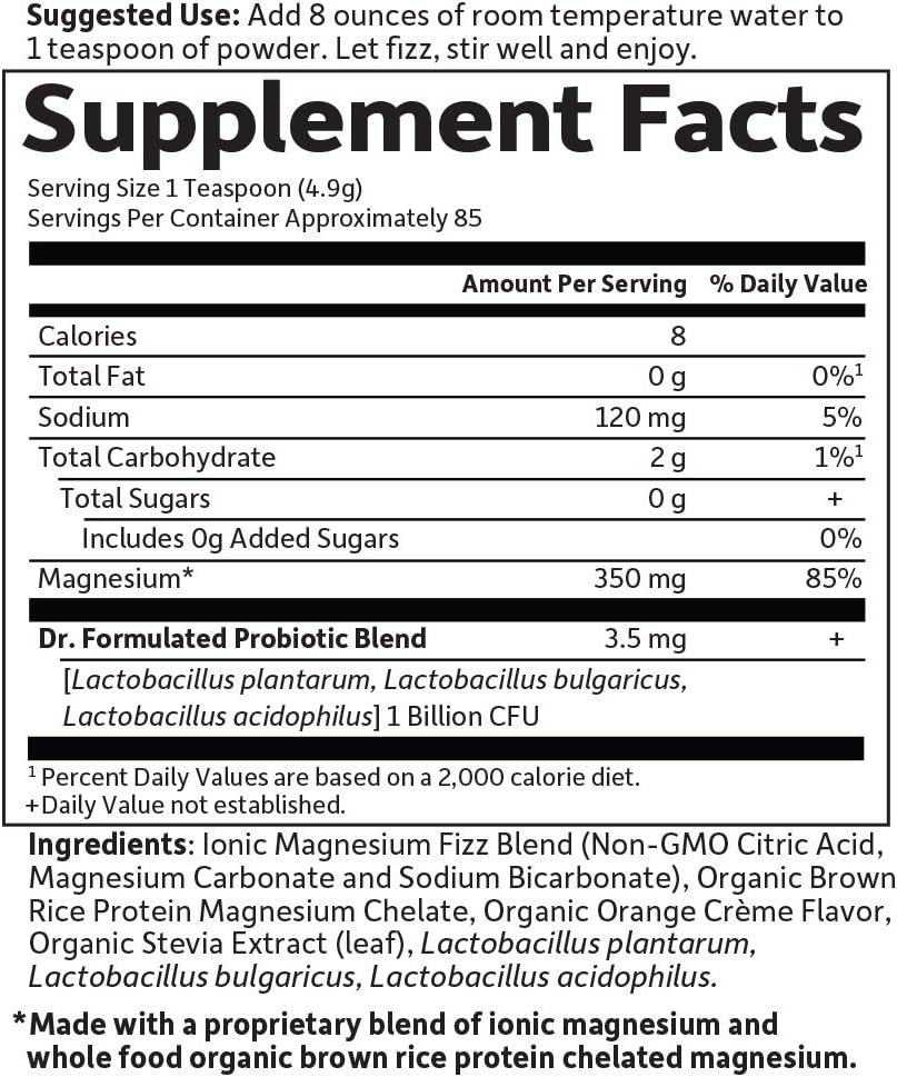 Garden of Life Dr. Formulated Whole Food Magnesium 419.5g Powder - Orange, Chelated, Non-GMO, Vegan, Kosher, Gluten & Sugar Free Supplement with Probiotics - Best for Anti-Stress, Calm & Regularity: Health & Personal Care