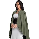 LUMEN NATURALE Medieval Hooded Cloak for Women Men Renaissance Hobbit Halloween Costume Cape Short Pile Wizard Witch Outfit