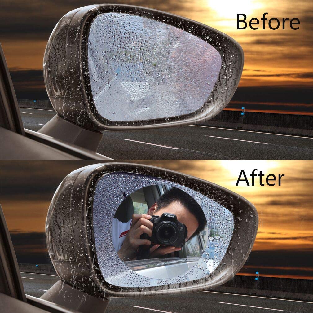 LucaSng Car Rearview Mirror Protective Film - 99% Transmittance, Anti-fog, Anti-glare, Anti-mist, Anti-oil, Waterproof, Rainproof, Anti-scratch(Circular)