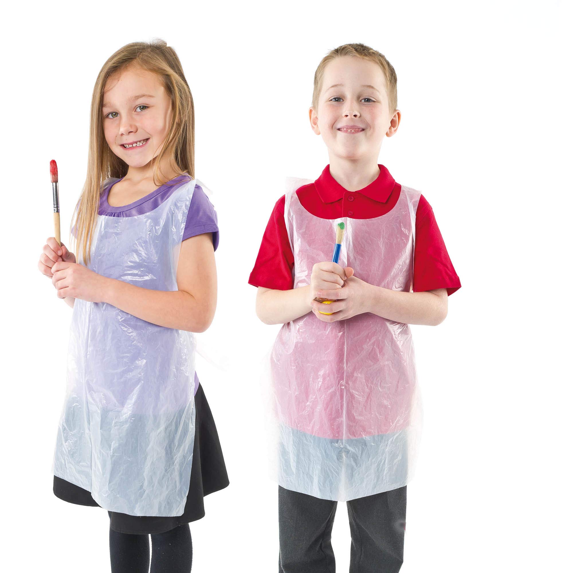 Baker Ross EV596 Disposable Aprons (Pack of 50) Kids Halter Neck And Waist Ties For Crafting Activities,White,‎32.5 x 20 x 1.5 cm 240 Grams